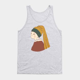 ‏Girl with a Pearl Earring (transparent) Tank Top